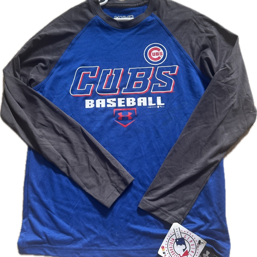Under Armour Blue & Gray Raglan Baseball Performance Tee